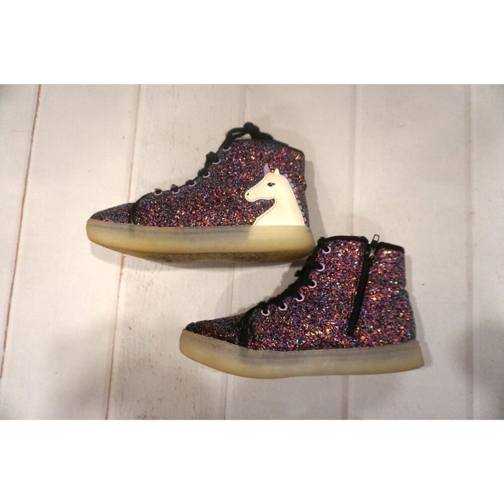 FabKids Girls Unicorn Light Up Shoes Sneakers - Size 2 - Picture 4 of 10